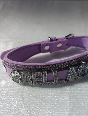 CRYSTAL-EMBELLISHED PURPLE BELLA  PET COLLAR BRACELET
